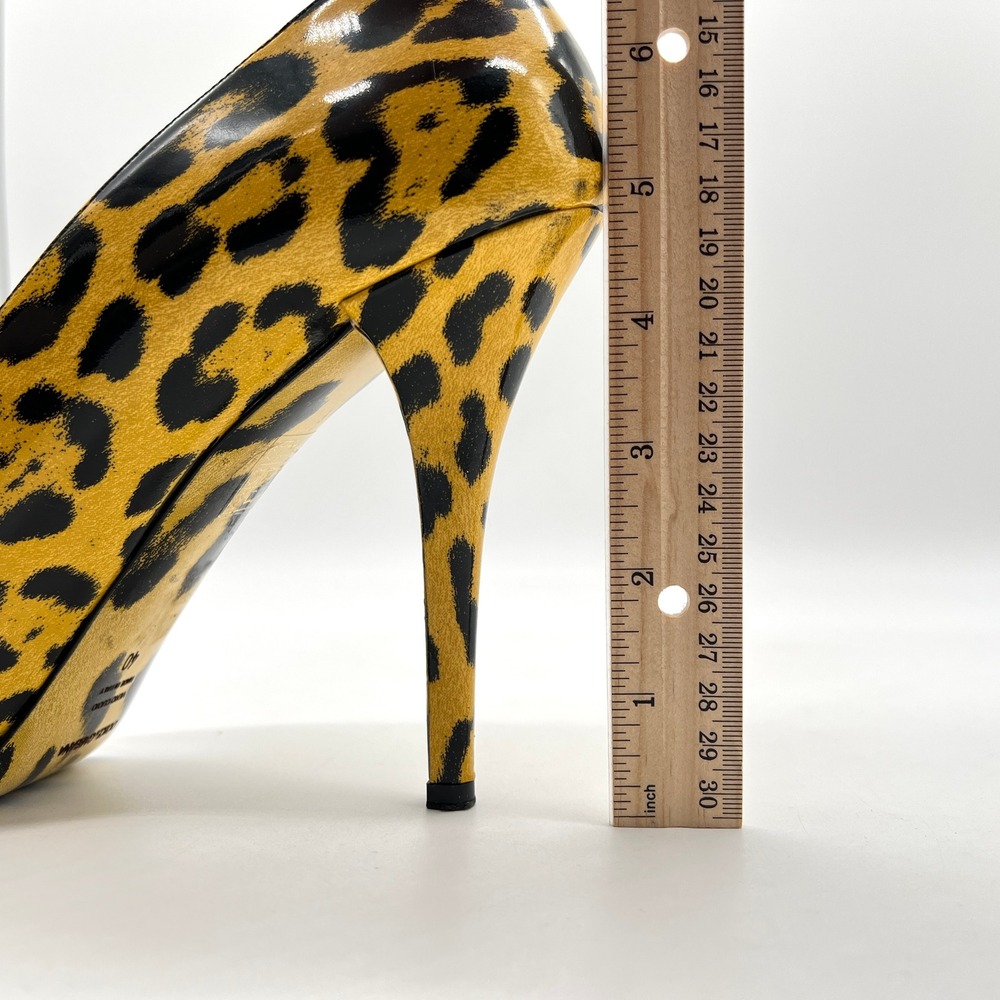 DOLCE & GABBANA Yellow Leopard Peep Toe Platform Pump 9.5 Black Animal Stiletto - Picture 15 of 16